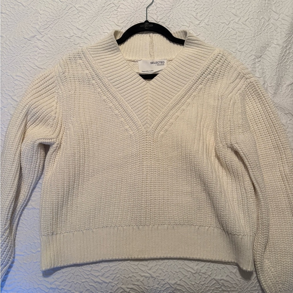 Selected Femme Cream V-Neck Sweater